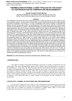 THERMOCLINES IN PONDS: A NEW TYPOLOGY BY THE STUDY