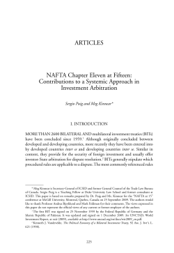 ARTICLES NAFTA Chapter Eleven at Fifteen