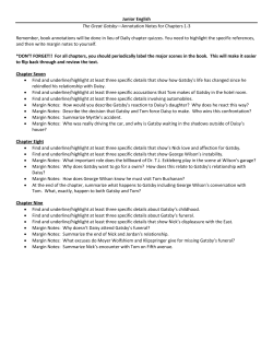 Junior English The Great Gatsby&mdash;Annotation Notes for Chapters 1