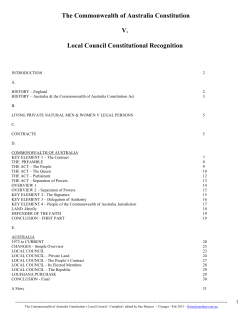 The Commonwealth of Australia Constitution V. Local Council