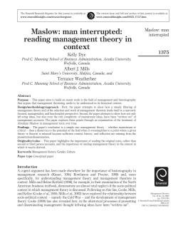 Maslow: man interrupted: reading management theory in context
