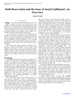 Dalit Reservation and the Issue of Social Upliftment