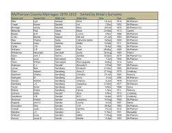 McPherson County Marriages 1870-1915 Sorted by Bride`s Surname