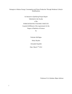 Strategies to Reduce Energy Consumption and Waste Production