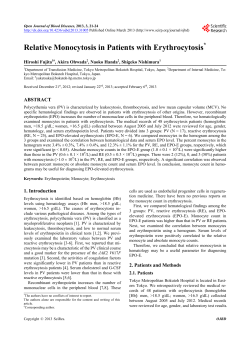 Relative Monocytosis in Patients with Erythrocytosis