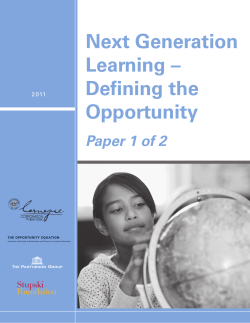 Next Generation Learning &ndash; Defining the Opportunity