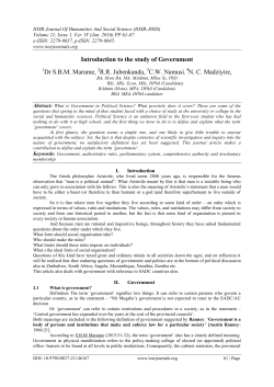 Introduction to the study of Government Dr S.B.M. Marume, R.R.