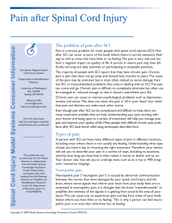 Pain after Spinal Cord Injury - Northwest Regional Spinal Cord