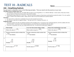 10A &ndash; Simplifying Radicals