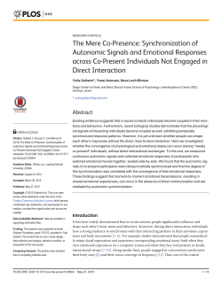 The Mere Co-Presence: Synchronization of Autonomic Signals and