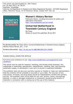 Unmarried Motherhood in Twentieth‐Century England