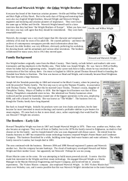 Howard and Warwick Wright - the Other Wright Brothers Family
