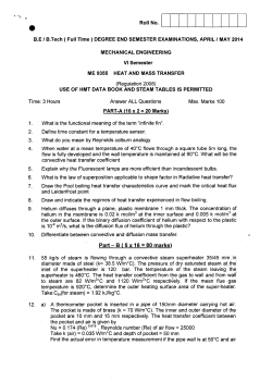 Roll No. B.E / B.Tech ( Full Time ) DEGREE END SEMESTER
