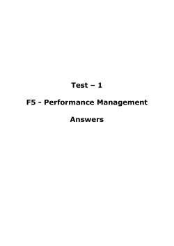 ACCA F5 Performance Management