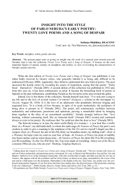 Insight into the style of Pablo Neruda`s early poetry: Twenty Love