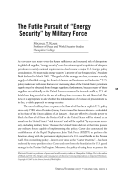 The Futile Pursuit of &ldquo;Energy Security&rdquo; by Military