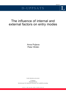The influence of internal and external factors on entry modes