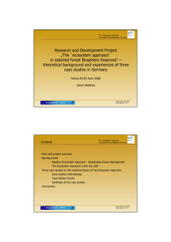 The &acute;ecosystem approach&acute; in selected forest Biosphere Reserves