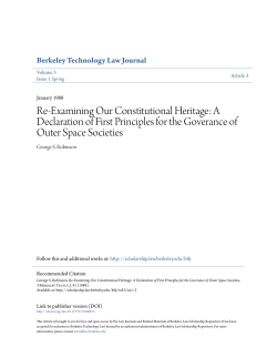 Re-Examining Our Constitutional Heritage: A Declaration of First