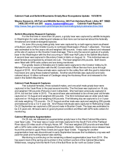 Cabinet-Yaak Ecosystem - Wayne Kasworm`s report