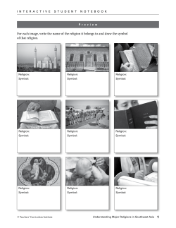 For each image, write the name of the religion it