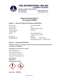 Safety Data Sheet (SDS) of Tide Acephate 90WDG
