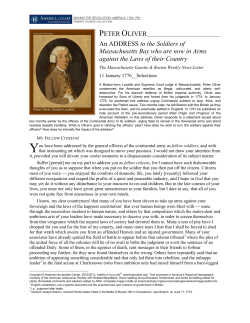 Peter Oliver, letter to the Massachusetts Gazette