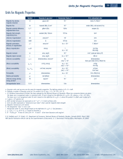 Units for Magnetic Properties - Lake Shore