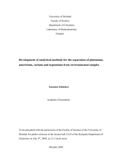 Development of analytical methods for the separation of plutonium