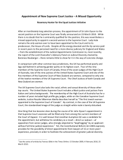 Appointment of New Supreme Court Justice &ndash; A Missed Opportunity