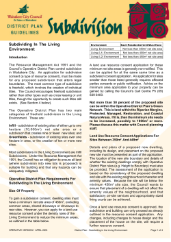 District Plan Guidelines Subdividing In The