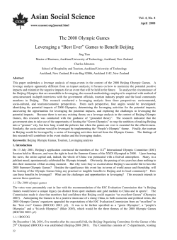 The 2008 Olympic Games Leveraging a &ldquo;Best Ever
