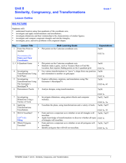 Unit 8 Similarity, Congruency, and Transformations