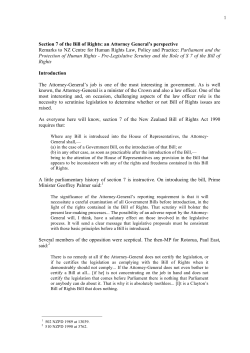 1 Section 7 of the Bill of Rights: an Attorney General`s perspective