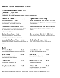 sushi/noodles - Eastern Palace Restaurant