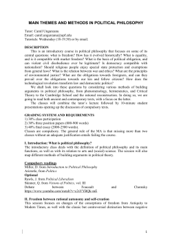 MAIN THEMES AND METHODS IN POLITICAL PHILOSOPHY