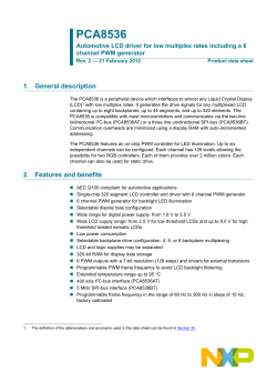 PCA8536 Automotive LCD driver for low multiplex rates including a