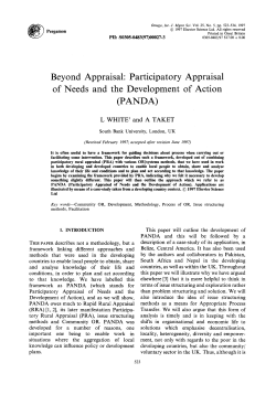 Beyond Appraisal: Participatory Appraisal of Needs and the
