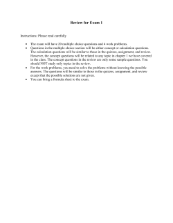 Review for Exam 1