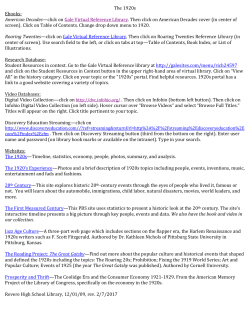 1920s Research - Revere Local Schools