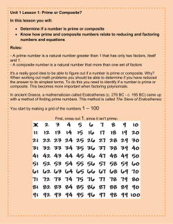 Unit 1 Lesson 1: Prime or Composite? In this lesson you will