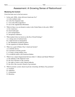 Assessment: A Growing Sense of Nationhood