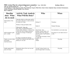 Baseline data: What do we need Activity Task Analysis What Will Be