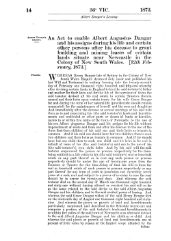 Albert Dangar`s Leasing Act of 1873 No adl