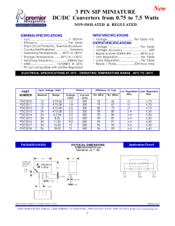 3 PIN SIP MINIATURE DC/DC Converters from 0.75 to 7.5 Watts