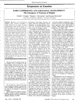 Campos (1992) Early experience and emotional