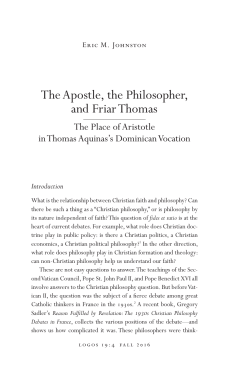 The Apostle, the Philosopher, and Friar Thomas