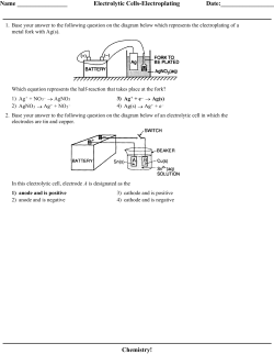 Electrolytic Cells-Electroplating Answers
