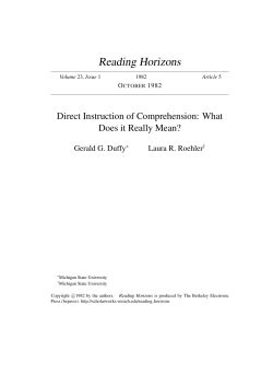 Direct Instruction of Comprehension: What Does it Really Mean?