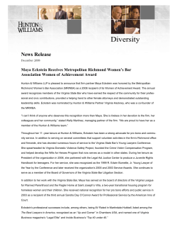 Maya Eckstein Receives Metropolitan Richmond Women`s Bar